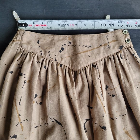 Vintage 80s Neutral Paint Splatter Shoulder Pad Skirt Set Suit Separates - Picture 15 of 16